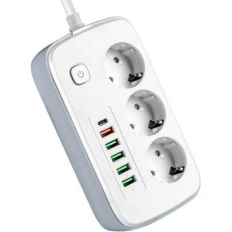 Bloc Multiprise 16A + 5Ports USB 2A + 3 Autocollants - Unique - Norme NF
