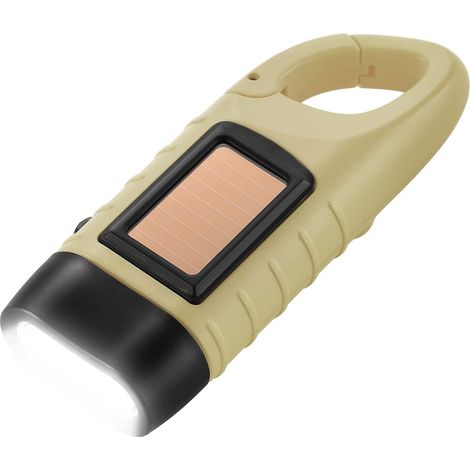 Solar-Taschenlampe, Solar-LED-Taschenlampe und wiederaufladbare Handkurbel-Taschenlampe, Outdoor-Aktivität, Notfalllampe – Khaki (1/5)
