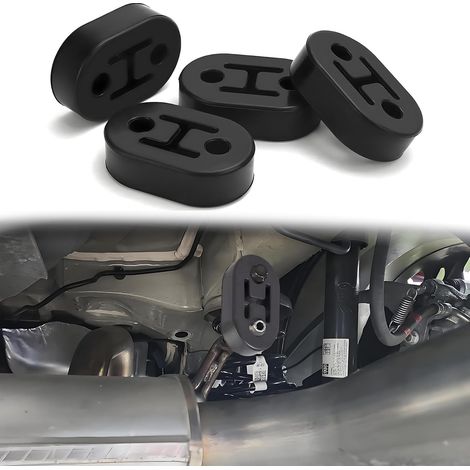Lot de 4 supports d'échappement en caoutchouc - 2 trous - 12 mm - Support de silencieux - Pour la plupart des voitures - Noir (1/5)
