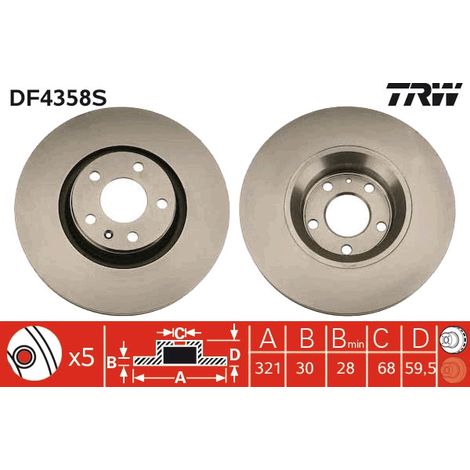 DISQUE DE FREIN AVANT DF4358S TRW (1/2)