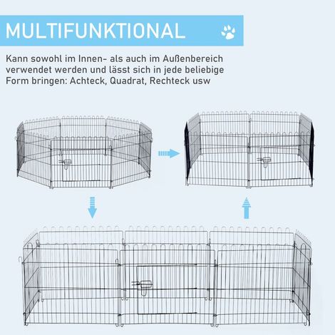 8-teiliges Welpengehege, Barriere mit 8 Drahtgitterpaneelen, Tür, Schutzabdeckung, Höhe 61 cm, Laufstall für Hunde und Katzen, für den Innen- und Außenbereich. (1/5)