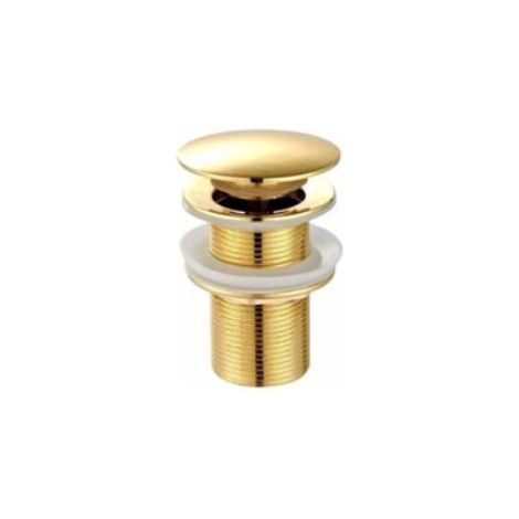Bonde de lavabo universelle – Bonde à clapet moderne à clic-clac – Bonde avec trop-plein, laiton, acier inoxydable, or (sans trop-plein) (1/5)