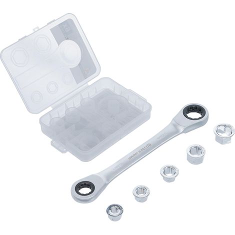 Chiave combinata a doppio cricchetto con set di adattatori  8 - 19 mm  6 pz. (1/4)