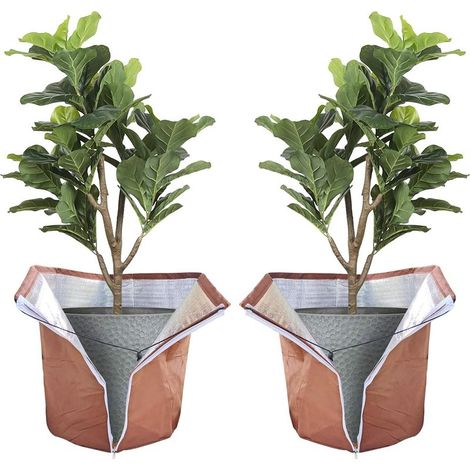 Sac Antigel pour Plantes en Pot 40 x 40 cm 2 Pièces, Protection Hivernale avec Fermeture Éclair et Cordon de Serrage, Facile à Installer, Conserve la Chaleur et Protège du Gel (1/5)
