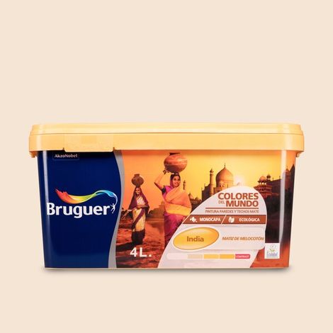 Bruguer Colores del Mundo Pintura para paredes monocapa India Matiz de Melocotón 4 L