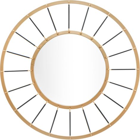 Specchio da Muro Glam Dark Ø81x6,5 Misura Specchio Ø41,5 cm in Ferro Oro e Nero (1/5)