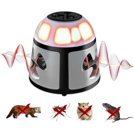 Repulsif Souris et Rats 360° Appareil Ultrason Souris avec Lumière LED Plug in Repulsif Souris Anti Rongeur pour Intérieur (1/5)