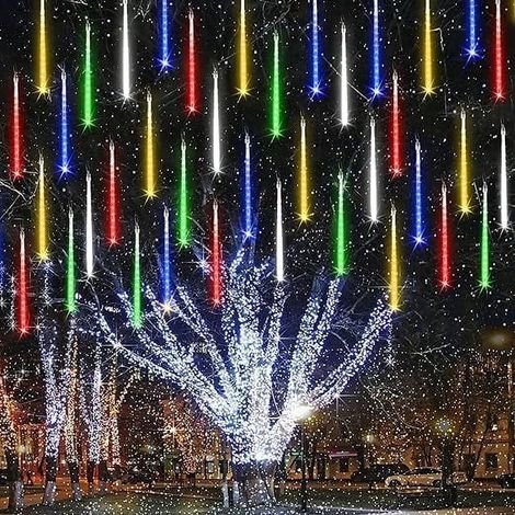 Luminaire Pluie Météore - 8 Tubes 30 cm - 288 LED - Étanche IP65 - Solaire - Pour Décoration Extérieure Noël Mariage Jardin (1/5)