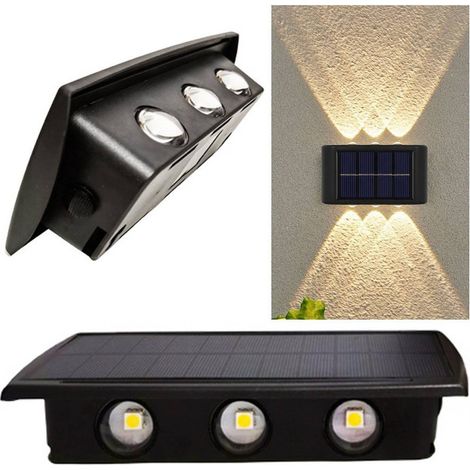 TrAdE Shop Traesio - Applique Segnapasso Da Esterno A Parete Energia Solare Pannello Up And Down 6led - (1/3)
