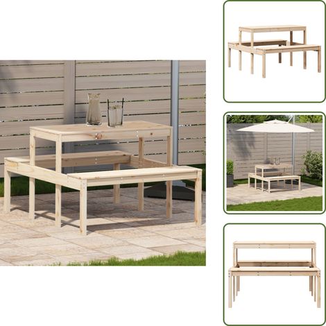 Picknicktisch 110x134x75 cm Massivholz Kiefer - Holztisch - Esszimmertisch - Gartenmöbel - Terrasse Möbel - Kiefernholzmöbel (1/5)