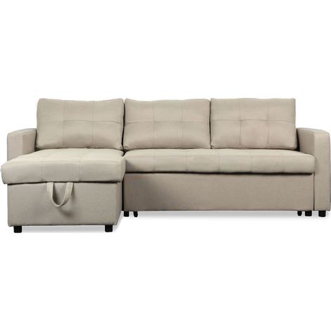 Canapé d'angle convertible Toledo Tissu Beige