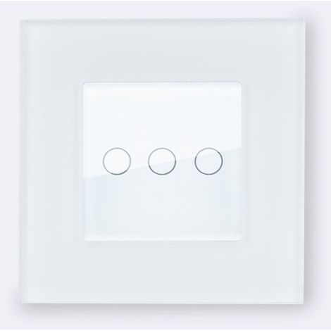 Interruptor Táctil Triple con Marco Cristal Modern Blanco
