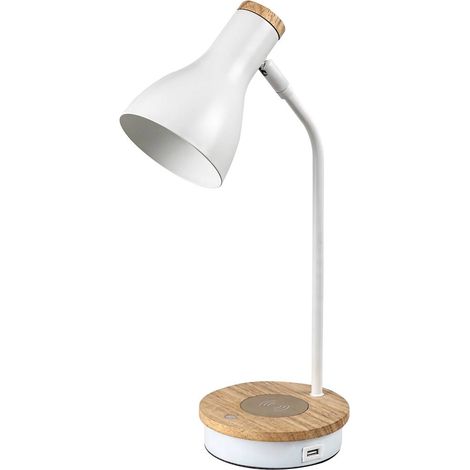 Lampada da tavolo Mosley Metal/Wood Matt White E14 1 x Max.25W L: 25 cm B: 43 cm Ø11 cm Dimmabile con interruttore touch (1/5)