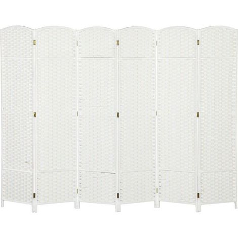 Ensemble de six cloisons, paravents pliables, parois de séparation pour le salon, la chambre et le bureau à domicile, blanc.