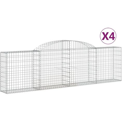 Paniers à gabions arqués 4 pcs  Mur en gabion 300x30x80/100 cm fer galvanisé