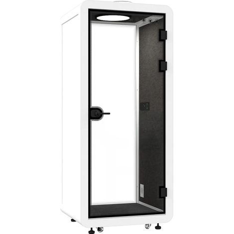 Cabine acoustique en aluminium et verre trempé - 1 personne - Blanc - NABARU