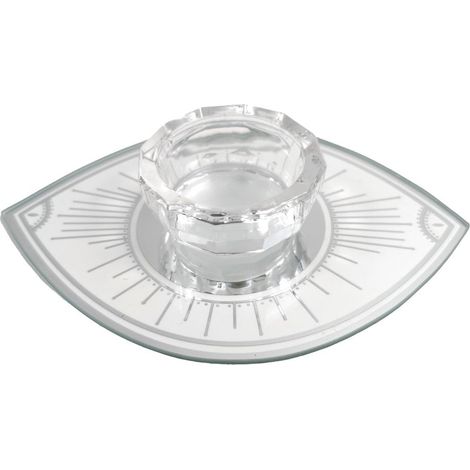 Bougeoir Décoratif Miroir en Forme d'Œil en Verre Argenté 10 x 15 x 4 cm - PANGIVO (1/5)