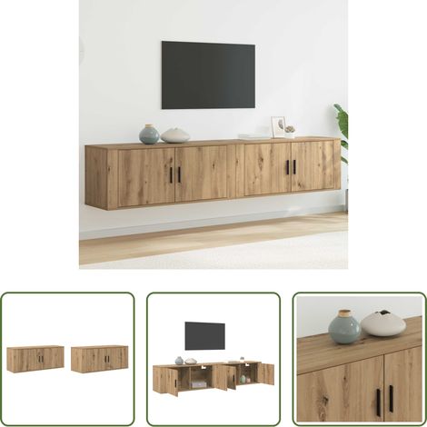 Wohnzimmermöbel - Wand-TV-Schrank Set 2 pcs Artisan-Eiche 100 x 34,5 x 40 cm (1/5)