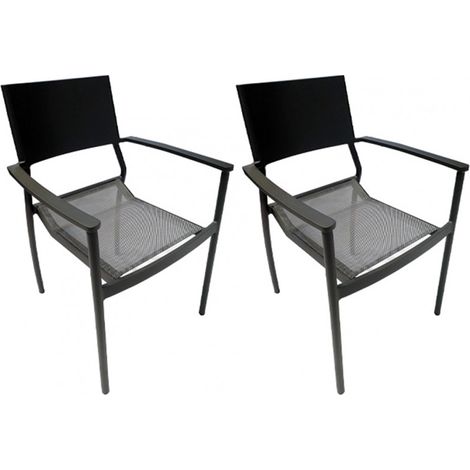 Lot de 2 chaises de jardin en aluminium et revêtement textilène - DOLA (1/5)