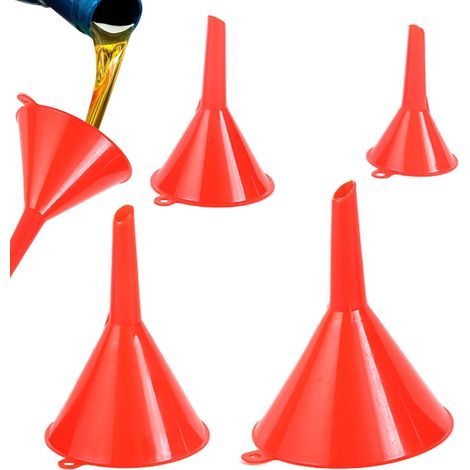 Ensemble d'entonnoirs pour voiture : 4 entonnoirs rouges portables pour vidange d'huile (1/5)