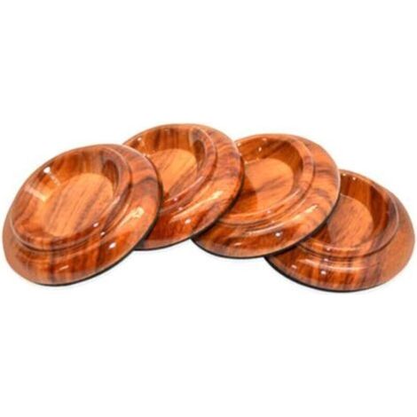 Lot de 4 coupelles en bois dur - Tampons de protection pour pieds de meuble Tasses pour roulettes de piano - Noir (1/4)