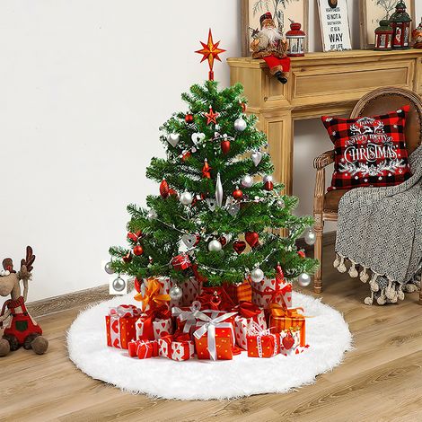 TolleTour Gonna per albero di Natale, 78 cm Copri-piedi per albero di Natale bianco in pelliccia sintetica Tappeto in peluche Copri-piedi per albero di Natale (1/5)