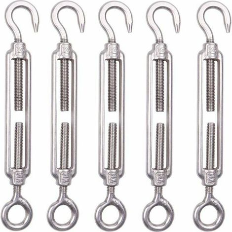 Lot de 5 M6 Tendeur Cable Inox 6mm Tendeur Cloture Crochet Tendeur 304 en Acier Inoxydable Réglable Tendeur Grillage pour Corde Cable Fil à Linge Jardin Grillage,Superma (1/5)