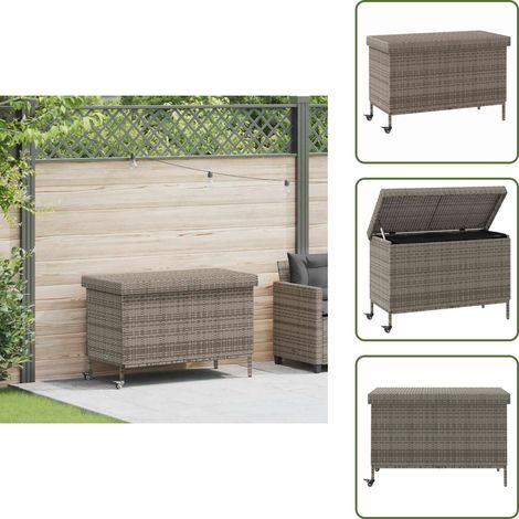 vidaXL Gartentruhe mit Rollen Grau 110x55x73 cm Poly Rattan (1/5)