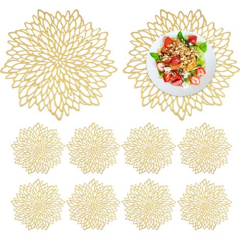 Set De Sous-Plats Fleuri - Diamètre 38 Cm - Pour Décoration De Table De Fête Mariage Ou Événement - 10 Pièces (1/5)