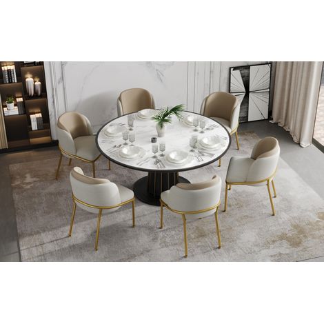 2 sillas de comedor modernas beige en PVC y madera, con patas regulables y estructura estable,55×55×85cm (1/5)