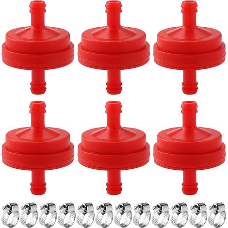 6 Pièces 1/4" I.D. Filtres À Carburant En Ligne, Filtre À Carburant 150 Microns Pour Tondeuse À Gazon, Avec 12 Pièces Pinces, Compatible Avec Bs 298090 298090S (1/5)