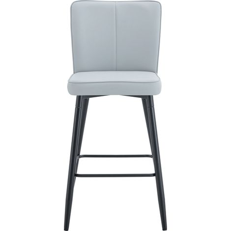 Lot de 2 tabourets de bar gris clair en PU avec structure métallique noire, dossier ergonomique (1/5)