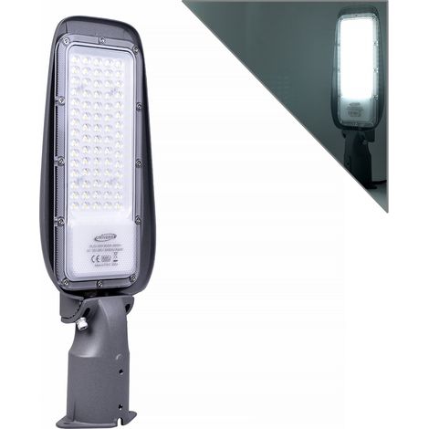 LAMPIONE STRADALE LED 50W LUCE FREDDA 6500K° IP65 - ALTA EFFICIENZA E RESISTENZA PER ILLUMINAZIONE PUBBLICA E INDUSTRIALE (1/5)