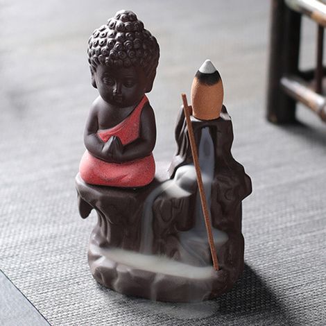 Brûleur d'encens à reflux Monk, porte-encens cascade de sable violet relaxant et confortable avec 30 bâtonnets d'encens pour le yoga et le bureau, rose (1/5)
