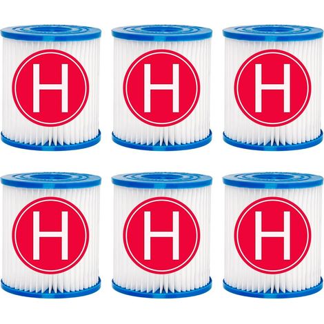 Lot de 6 cartouches de filtre de piscine de rechange, compatibles avec Intex Type H 29007E, uniquement pour les anciennes versions de pompes 28601, 28602 et 28601EG, ne convient pas aux pompes (1/5)