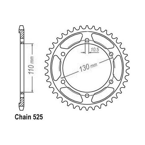 Couronne Acier Suzuki-Yamaha - 525 - 43 Dents - Similaire JTR1876 - Made in Germany