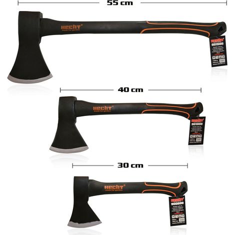 Set de 3 haches merlin à fendre 30-40-55 cm – Manche en fibre de verre – Surface de coupe polie – Poignée caoutchoutée – Compactor (1/3)