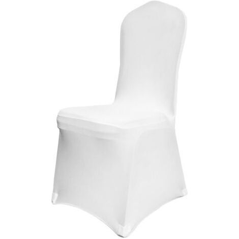 Couverture Housses de Chaise Mariage 5 Pieces Housse de Chaise Blanche Housse de Chaise Banquet pour Chaises sans Bras Polyester et Elasthanne Elastique Soiree Celebration Decoration (1/5)