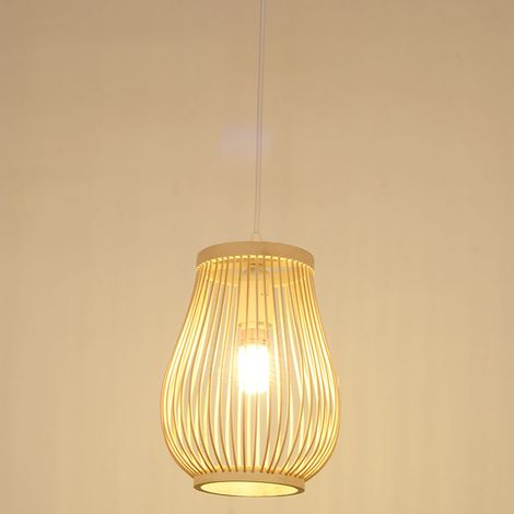 Goeco Handwoven Bamboo Pendant Light, Natural Rattan Ceiling Lamp with E27 Lampholder, Bohemian Hanging Light for Living Room Bedroom Tea Room (1/5)