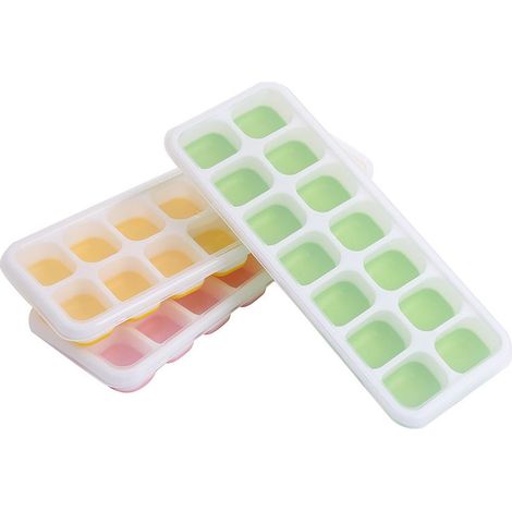 Silikon-Gefrierform für Babynahrung mit Deckel, 4er-Pack Eiswürfelformen, Aufbewahrung zum Einfrieren von Babynahrung, Muttermilch, Brei (rosa) (1/5)