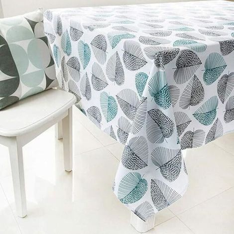 1 nappe rectangulaire, nappe de cuisine, tissu antitache, feuilles