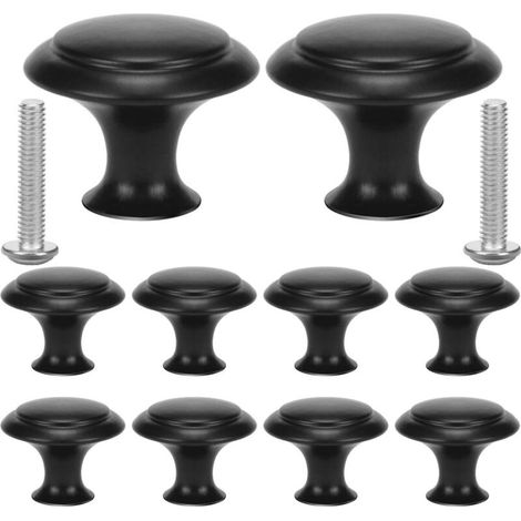 10 x Stainless Steel Zinc Alloy Drawer Handles for Doors and Drawers for Old Kitchen and Cupboard Makeover, Black (1/5)