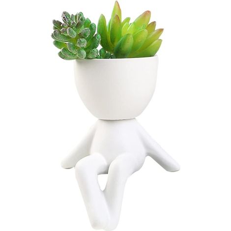Ceramic plant pots for succulents, Creative flower pots in the shape of people, Small flower pots, Flower pots, Pretty white ceramic pots, Small plant pots (6)