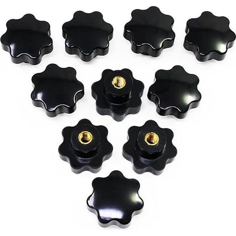 Kaelt - Sollbry 10 PCS écrou poignée étoile M8 écrous de poignée bouton de serrage tête étoile poignée écrou à ailettes écrou poignée étoile filetage intérieur laiton pour machines et installations, m (1/5)