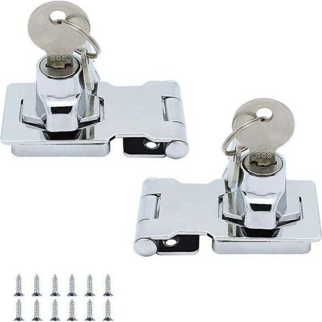 2er-Pack Metallschloss-Überfalle, 65 mm, Türriegel, Schnalle mit Vorhängeschloss und Schlüssel, vergoldete Hardware