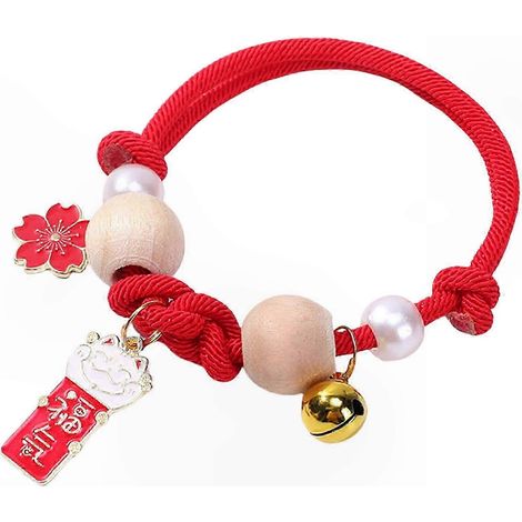 Verstellbares Katzenhalsband aus weichem Nylon, Flohhalsband mit Glöckchen und Holzperlen, gelbes Sicherheitshalsband, für Katzen im Innen- und Außenbereich, verstellbare Größe, stilvolles und bequeme