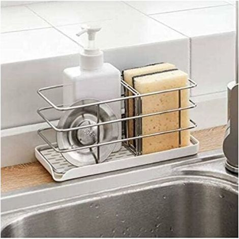Porte-éponge en Acier Inoxydable 304, Multifonctionnel pour évier de Cuisine, Organisateur d'évier, Plateau égouttoir à Vaisselle, Porte-Savon, Panneau de Suspension réglable (1/4)