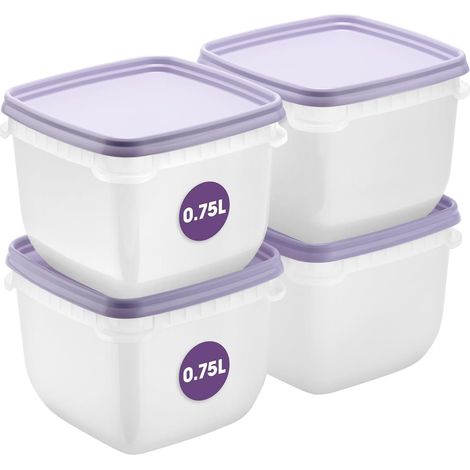 Boite de conservation des aliments 0.75L Lot de 4 Boite congelation alimentaire, convient au réfrigérateur et au congélateur Boîte repas sans BPA, s, lavables au micro-ondes (1/5)
