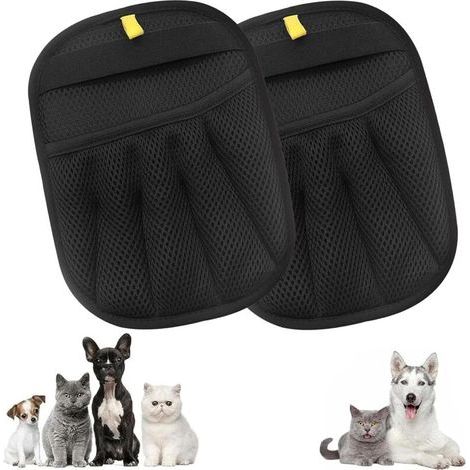 Set mit 2 wiederverwendbaren, doppelseitigen Tierhaarhandschuhen – Katzen- und Hundehaarhandschuhe, Pflegehandschuhe für Katzen und Hunde, Tierhaarfänger, Handschuhe zum Entfernen von Katzenhaaren von
