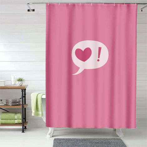 Rideau de douche cœurs rouges doux romantique, tissu imperméable, 90x180 cm (1/5)